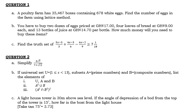 Revise With 2024 BECE Maths Projected Topics Mock Questions