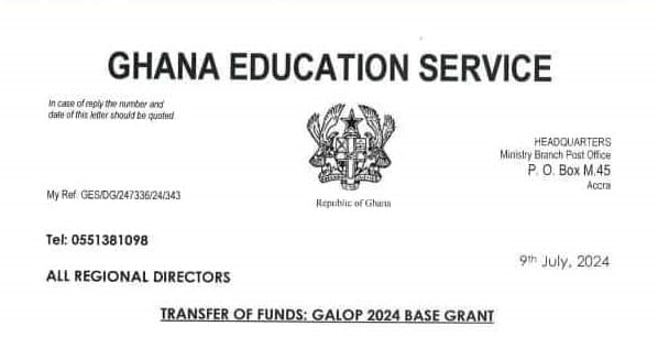 2024 GALOP Funds Released To All Schools