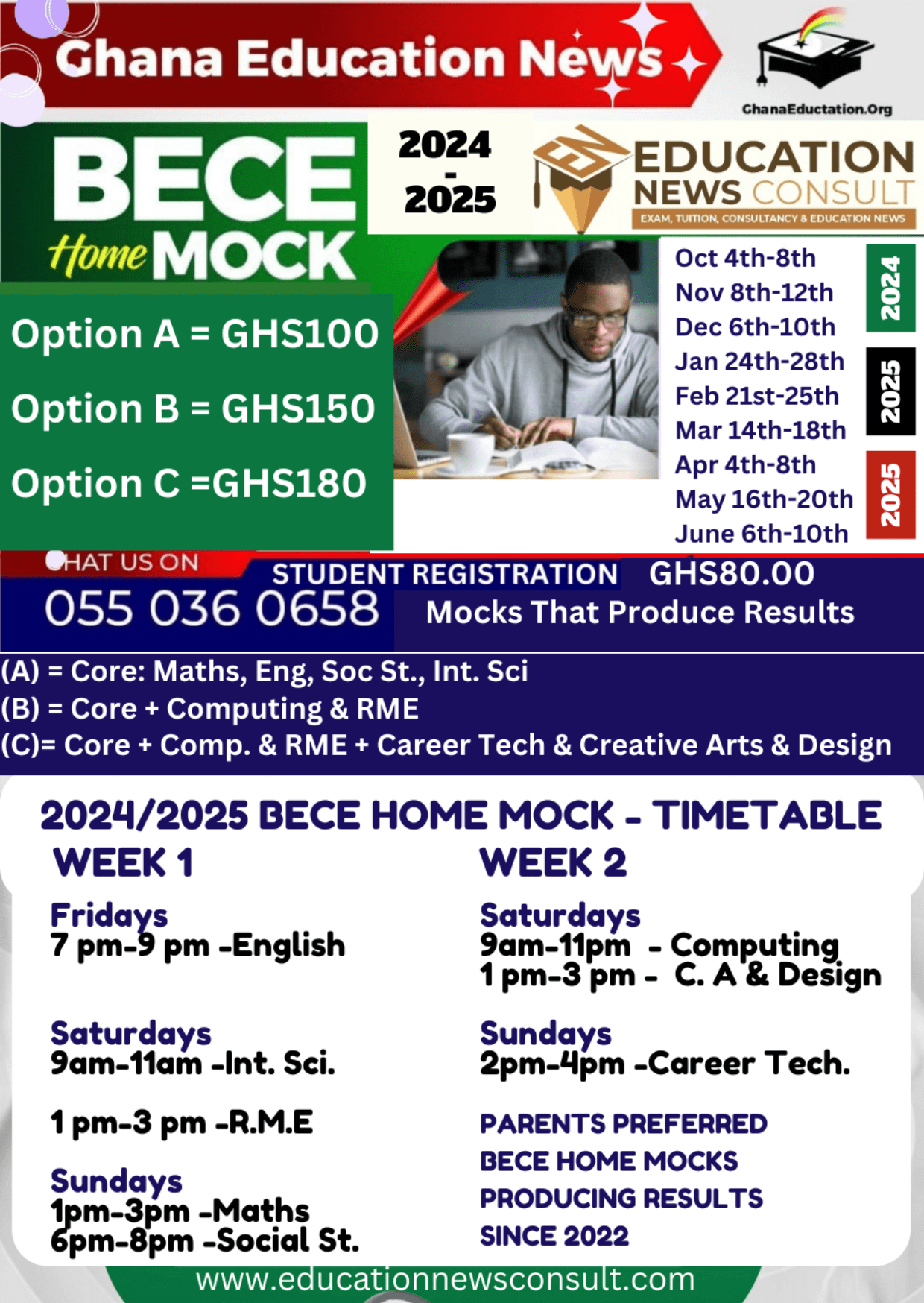 2025 BECE HOme mock dates