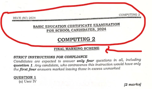 2024 BECE Marking Schemes