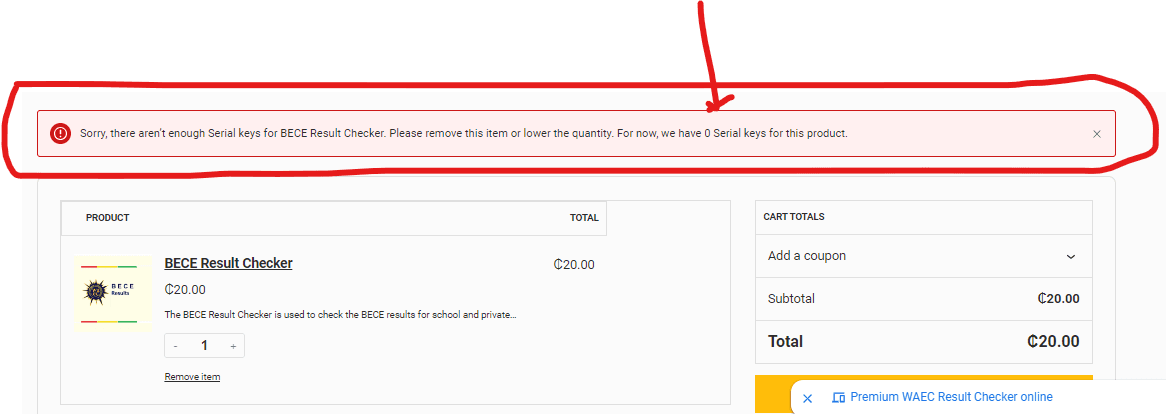 ERROR MESSABE RESULT CHECKER 
