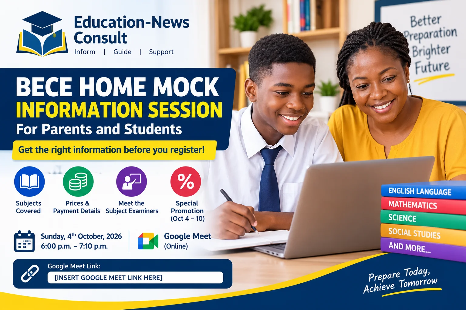 BECE Home Mock 2026: Education-News Consult Sets October 4 Online Session for Parents and Students